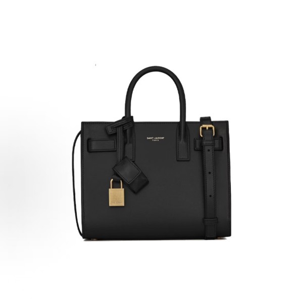 SAINT LAURENT SAC DE JOUR distressed embossed Logo, golden lock, pendant, versatile for commuting, organ bag, crossbody bag, Tote bag, Tote bag, shopping bag, single-shoulder handbag, black for women